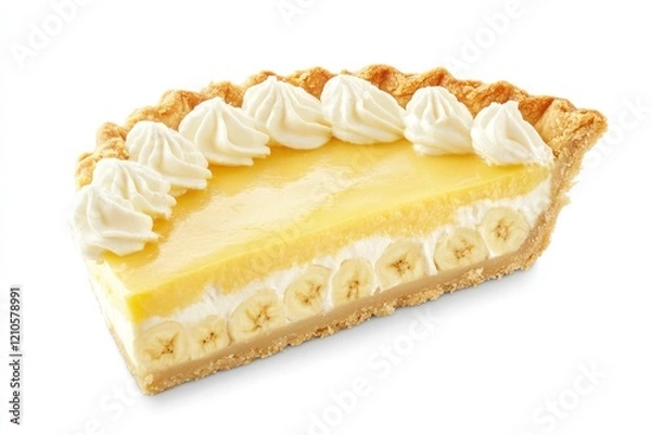 Obraz Delicious Slice of Banana Cream Pie with Whipped Topping and Crumb Crust