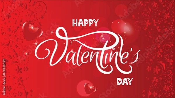 Obraz red background February 14th A Valentine's Day Celebration with Red Roses, Greeting Cards, Love, Romance, and Red Roses in a Festive Celebration


