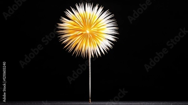 Fototapeta Abstract golden firework burst against black background, celebration concept, design element
