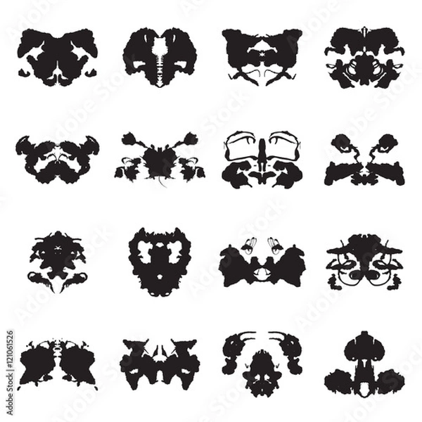 Fototapeta Collection of Rorschach test inkblots. Vector illustration