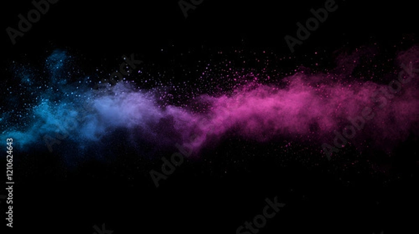 Fototapeta Vibrant explosion of colorful powder against black background symbolizing festival celebration or abstract art, capturing dynamic energy and joy.illustration