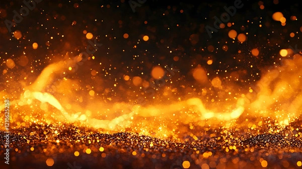 Fototapeta Vibrant Gold Fire Burning in Fireplace, Creating a Captivating Background.illustration