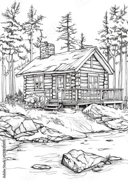 Obraz Cabins Coloring Pages