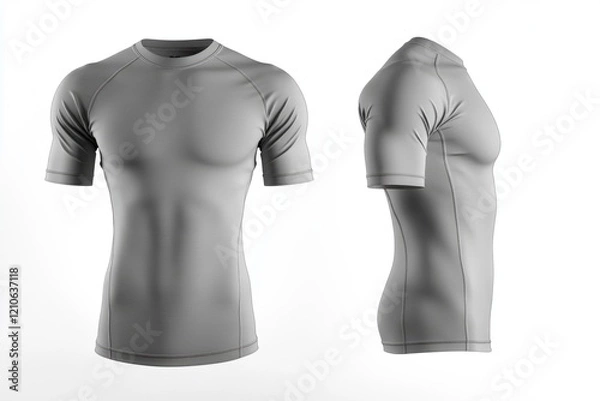 Fototapeta A simple photo of a gray shirt on a white background, perfect for fashion or design use