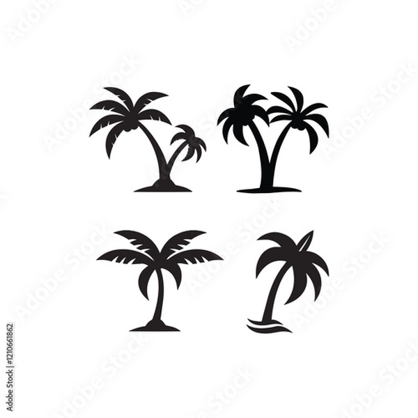 Obraz 

palm tropical tree set icons palm vector icon illustration, logo template black silhouette illustration isolated on white background