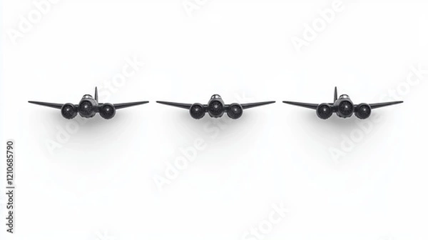 Fototapeta Sleek Black Aircraft Models Isolated on White Background for Design