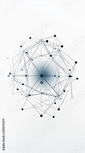 Obraz Abstract Structure: Intricate Network Visualization. Explore the interplay of connected nodes in this minimalist geometric design. Ideal for science, technology, or data visualization projects.