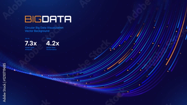 Fototapeta High Speed Light Particles Internet Data Background. Digital Road Fast Speed Internet Broadband Data Flow Concept. Light Arc Turn Twist Bend Effect. Vector Illustration.