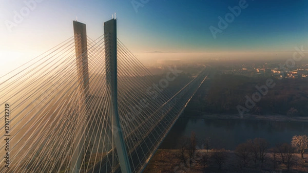 Obraz redzinski bridge in the fog wroclaw lower silesia poland.