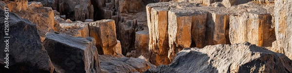 Obraz Sunlit Quarry Stone Formation