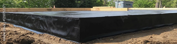 Obraz Concrete slab foundation preparation on a construction site