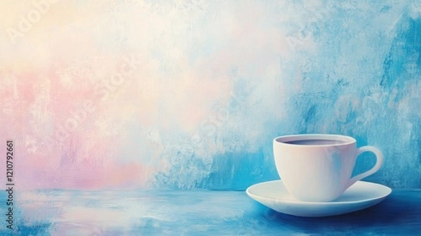 Obraz Pastel textured sky with soft clouds, gradient blue and pink hues, peaceful and serene atmosphere, abstract and dreamy background