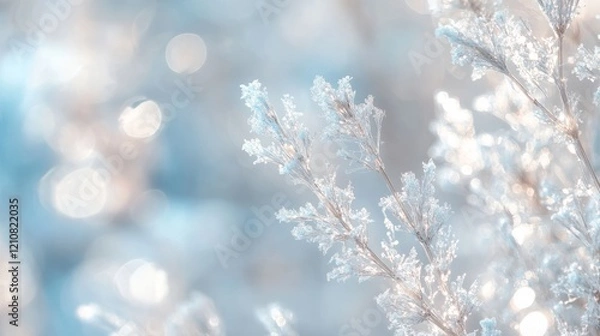 Fototapeta Soft white and blue bokeh lights, calming and peaceful, ethereal and magical, abstract and elegant, high detail and soft glowing reflections