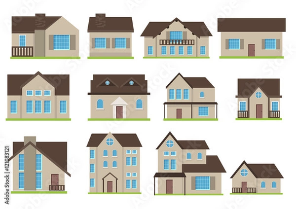 Fototapeta Buildings vector icons set ; vector illustration