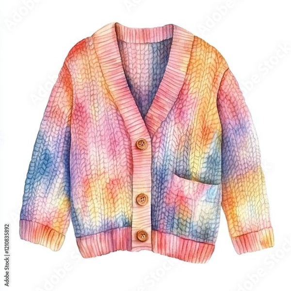 Fototapeta This cardigan features a beautiful watercolor pattern with a mix of vibrant colors and intricate detailing, perfect for adding style to any outfit