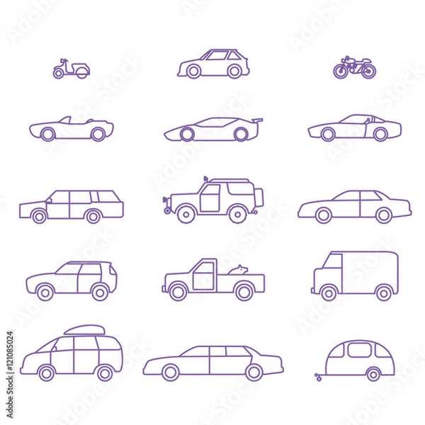 Obraz Car types outline icons set