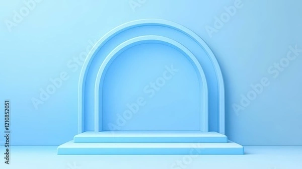 Fototapeta Showcase your products on a sleek, minimal blue podium with a geometric backdrop, perfect for modern displays.