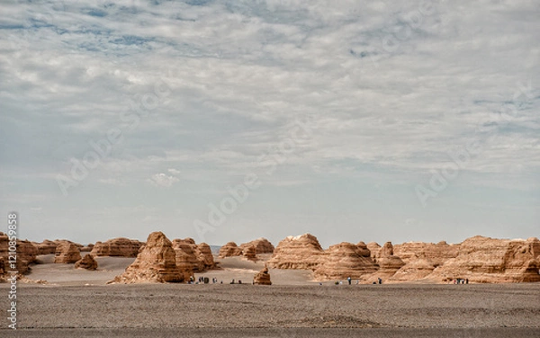 Obraz The famous Dunhuang Yardangs in the Gobi desert, Gansu province, China. Yardangs are streamlined protuberant landforms created by wind.