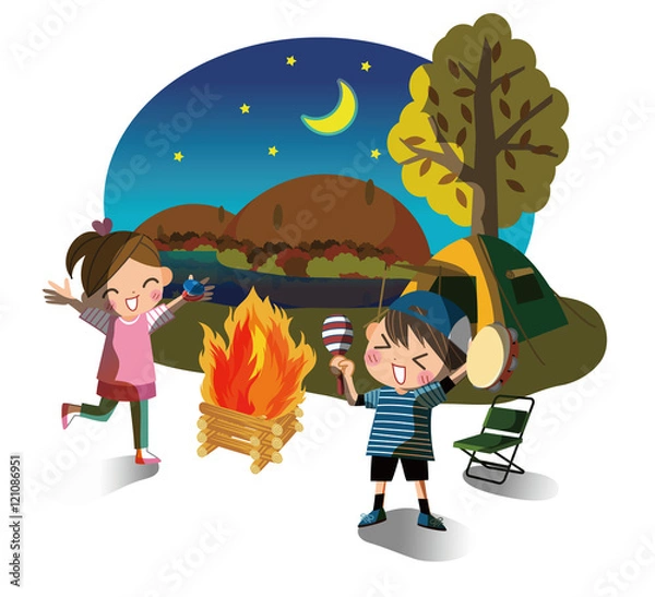 Obraz 楽しいキャンプファイアー