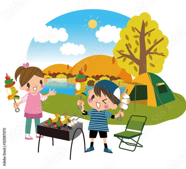 Obraz 秋の楽しいバーベキュー