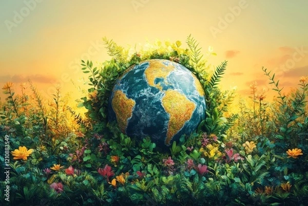 Fototapeta "Simplistic Representation of a Global Sphere: Minimalist Globe Illustration with Modern Touches"