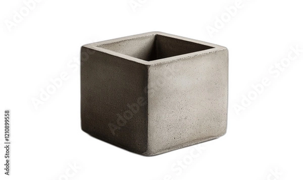 Fototapeta Minimalist Square Concrete Planter with Rounded Edges - Polished Cool Gray Design, Studio Shot for Modern Interiors and Aesthetic Decor Enthusiasts
