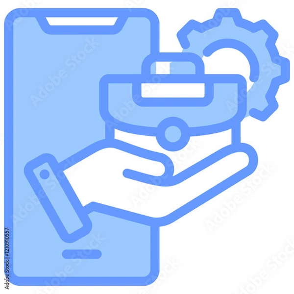 Fototapeta Mobile Work Blue Icon