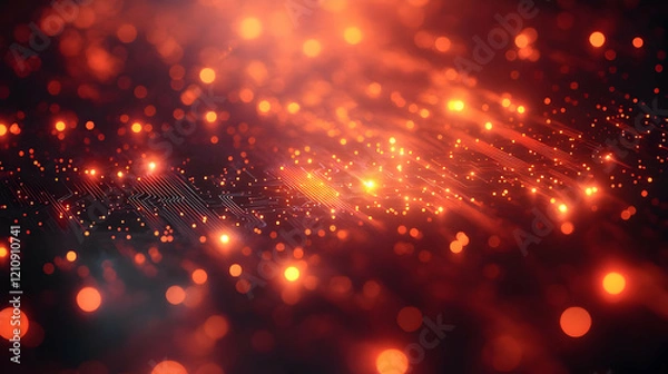 Fototapeta Abstract Red and Orange Glowing Particle Background