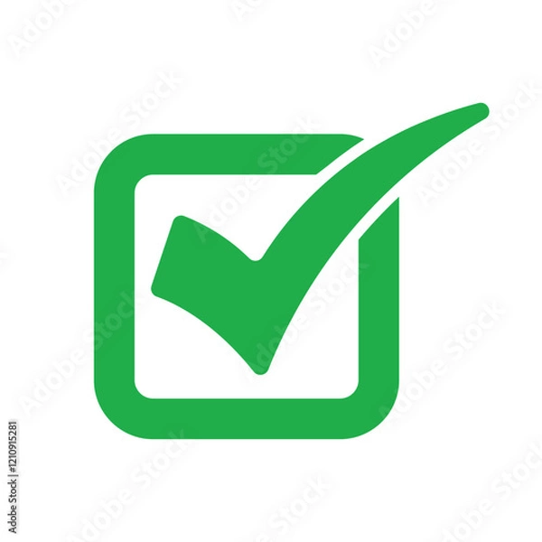 Fototapeta Green check mark, isolated tick symbols, checklist signs, and an approval badge. Flat and modern checkmark design, vector illustration.