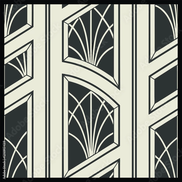 Fototapeta Seamless pattern. Modern stylish texture. Regularly repeating geometrical rhombuses. Vector element of graphic design. Seamless pattern in gold color on black background. Vector illustration.