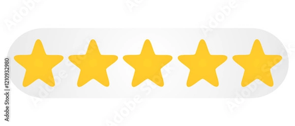 Obraz Five star rating with gray shape. Five-star customer product rating reviews. Customer feedback. 5 star rating review. Isolated on transparent background. Flat design. 