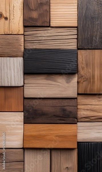 Fototapeta Diverse Texture and Color Variation of Different Wooden Panels Arranged in a Beautiful Pattern