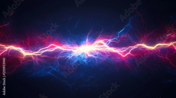 Obraz Abstract electric currents on a dark background. Electric Fields. Illustration