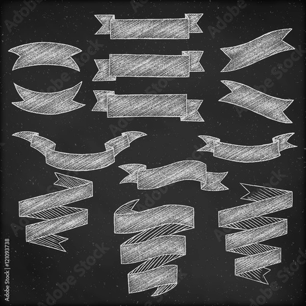Obraz Chalkboard hand drawn banners