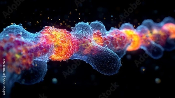 Fototapeta A concept image showing chromosomes being carefully examined using CRISPR technology for gene editing. 251
