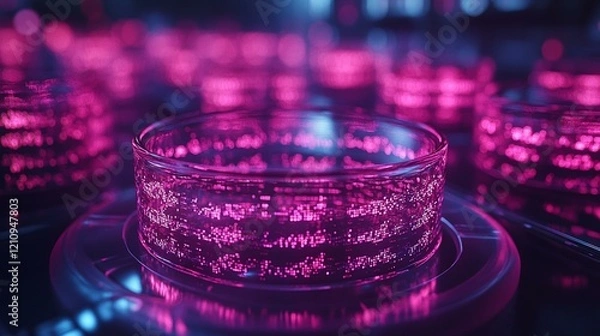 Fototapeta A conceptual image of chromosomes in a human body, glowing with vibrant neon colors to represent different genetic traits. 270