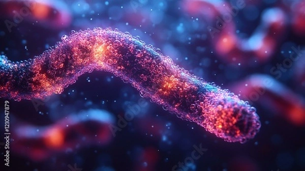 Fototapeta An image of chromosomes in a petri dish, with a focus on the process of genetic mutation and cell growth. 277