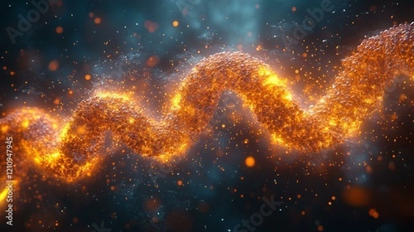 Fototapeta A futuristic scene where chromosomes are visualized as glowing, swirling particles that display genetic information in real-time. 283