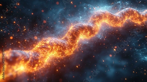 Fototapeta A futuristic scene where chromosomes are visualized as glowing, swirling particles that display genetic information in real-time. 282