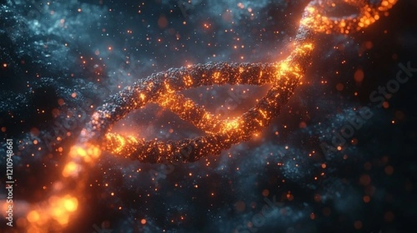 Fototapeta A digital diagram of the genetic code showing various mutations and how they impact proteins and traits in organisms. 376