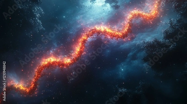 Fototapeta A digital representation of the four base pairs of DNA—Adenine, Thymine, Cytosine, and Guanine—intertwining in a vibrant, colorful 3D molecular structure. 404