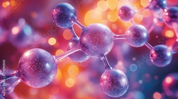 Fototapeta A vibrant abstract visualization of base pairs connecting in pairs—Adenine to Thymine and Cytosine to Guanine—within a complex molecular structure. 426