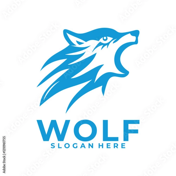 Fototapeta Angry Abstract Wolf Head logo vector design template