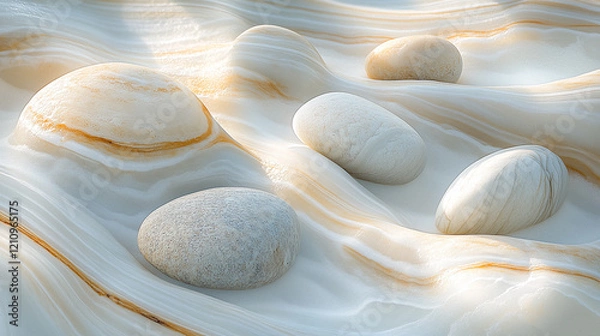 Fototapeta Five Stones on Veined Surface
