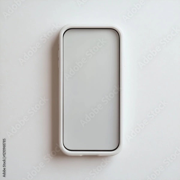 Fototapeta White smartphone in a protective case on a white background.