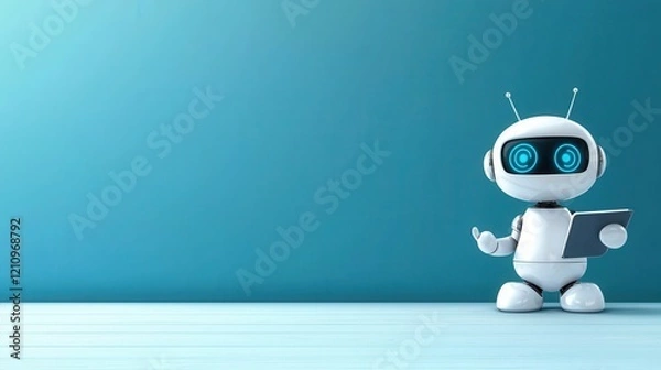 Fototapeta Friendly cartoon robot teaching stem concepts in a classroom environment engaging young learners with technology and fun