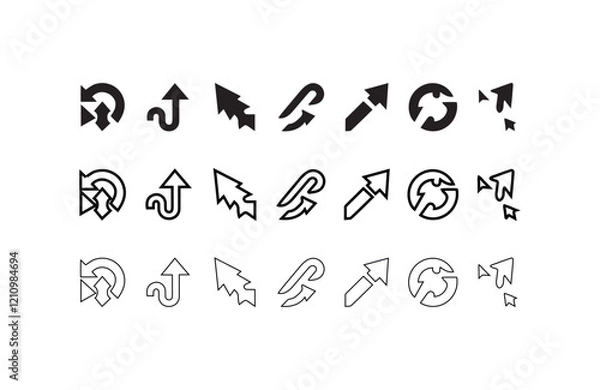 Fototapeta Arrow Icon Designs for Web and Graphic Projects Unique Minimalist Arrow and Circular Icon Set for UI Design