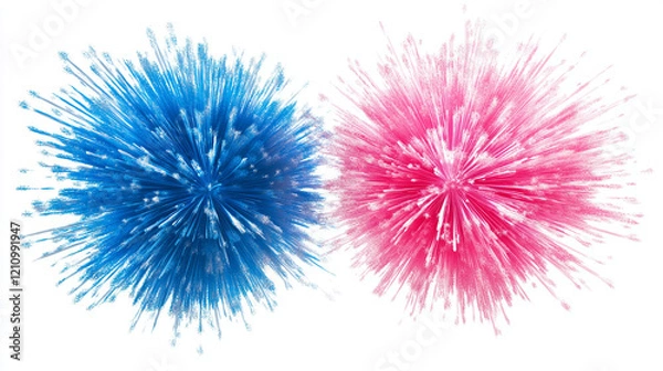 Fototapeta Abstract Blue and Pink Burst Explosions, Dynamic Energy, Vivid Colors, High Resolution Image, Creative Design, Modern   