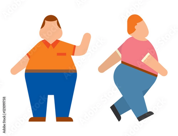 Fototapeta Fat human silhouette vector flat
