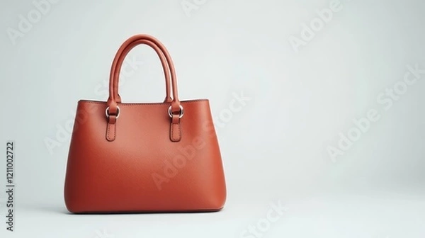 Fototapeta A stylish red handbag on a minimalist background, emphasizing fashion and accessories.